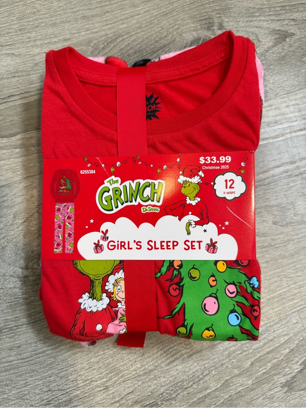 The Grinch Girls' Red Sleep Set - Official Dr. Seuss Pajamas Fleece bottoms Gift